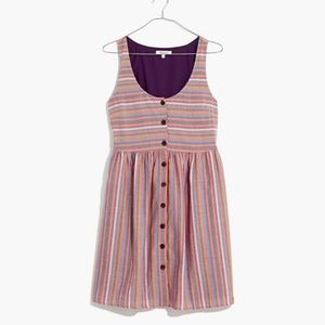 Madewell Scoopneck Tank Dress in Rainbow Stripe